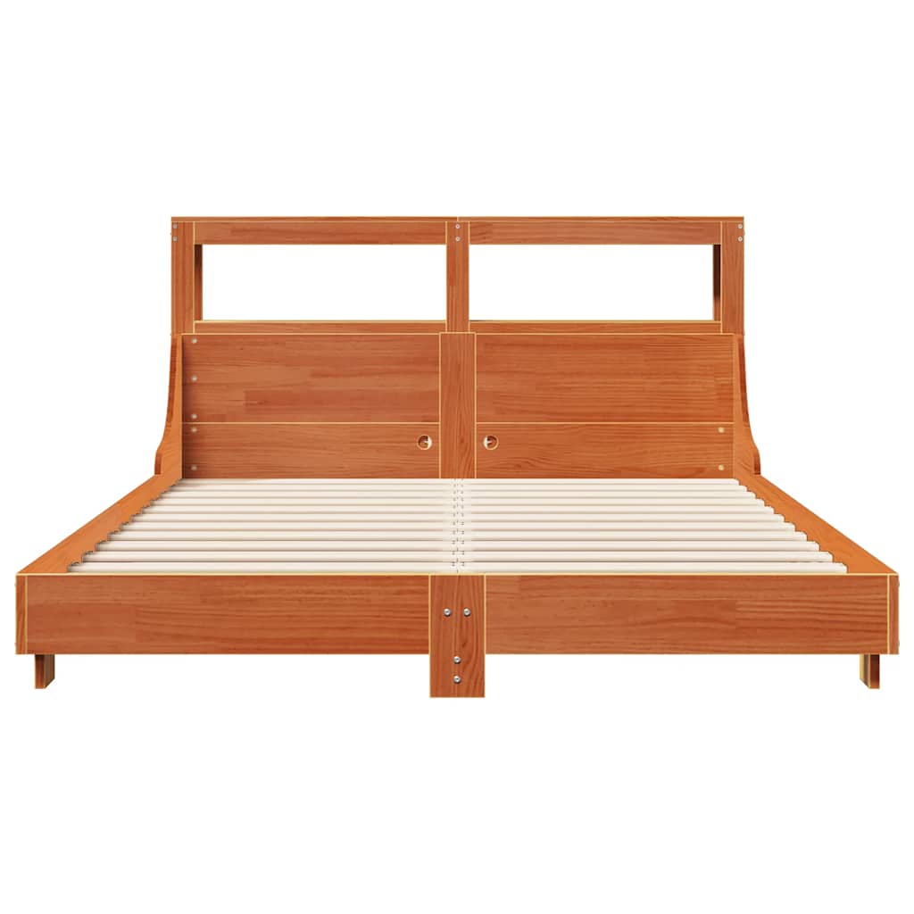 Bed Frame without Mattress Wax Brown 140x190 cm Solid Wood Pine