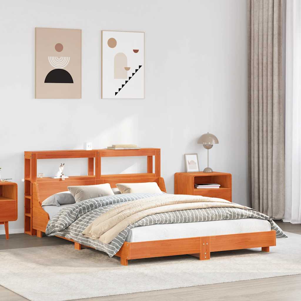 Bed Frame without Mattress Wax Brown 140x190 cm Solid Wood Pine