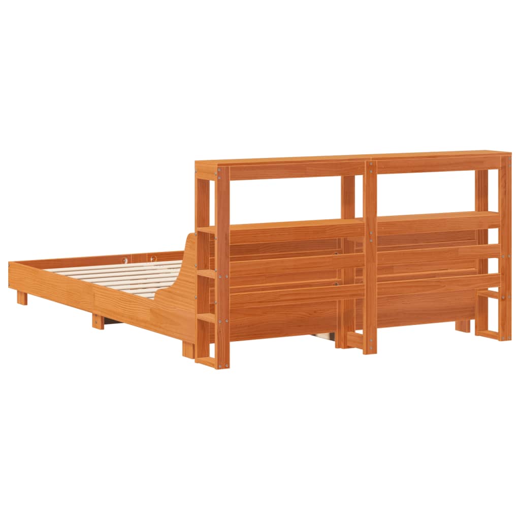 Bed Frame without Mattress Wax Brown 135x190 cm Double Solid Wood Pine