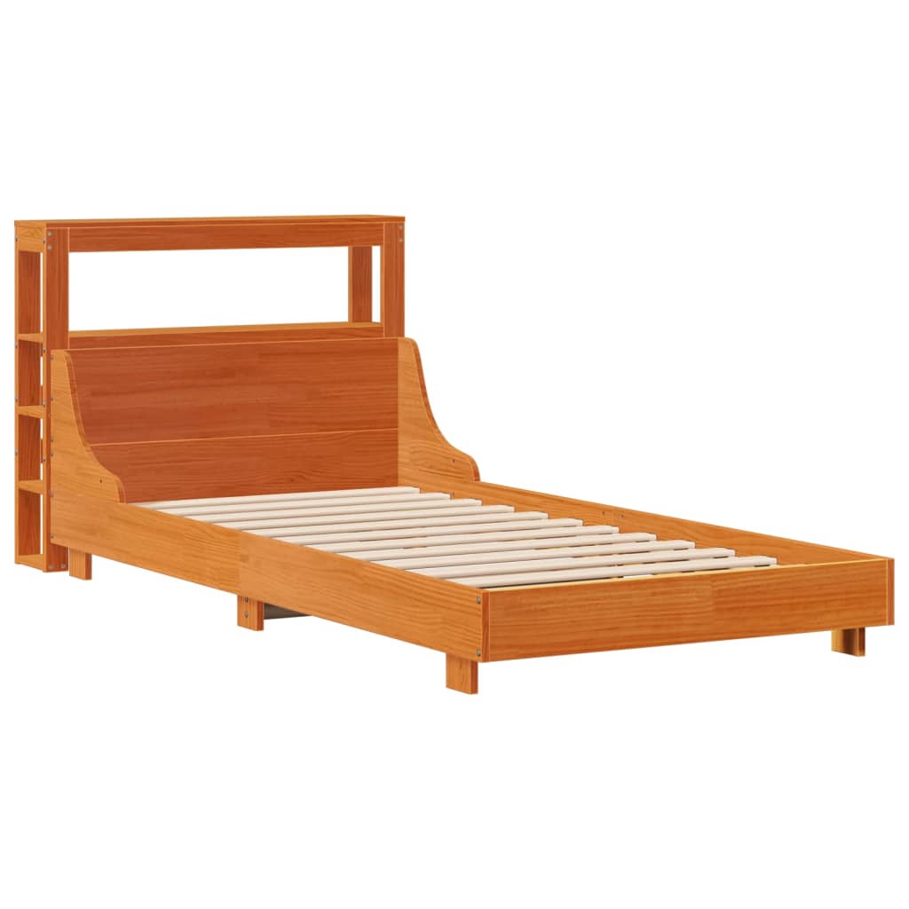 Bed Frame without Mattress Wax Brown 75x190 cm Small Single Solid Wood Pine