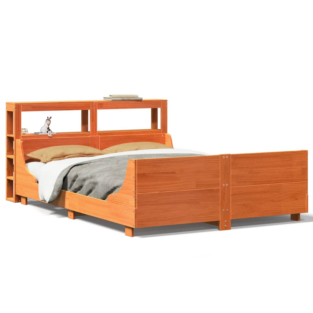 Bed Frame without Mattress Wax Brown 150x200 cm King Size Solid Wood Pine