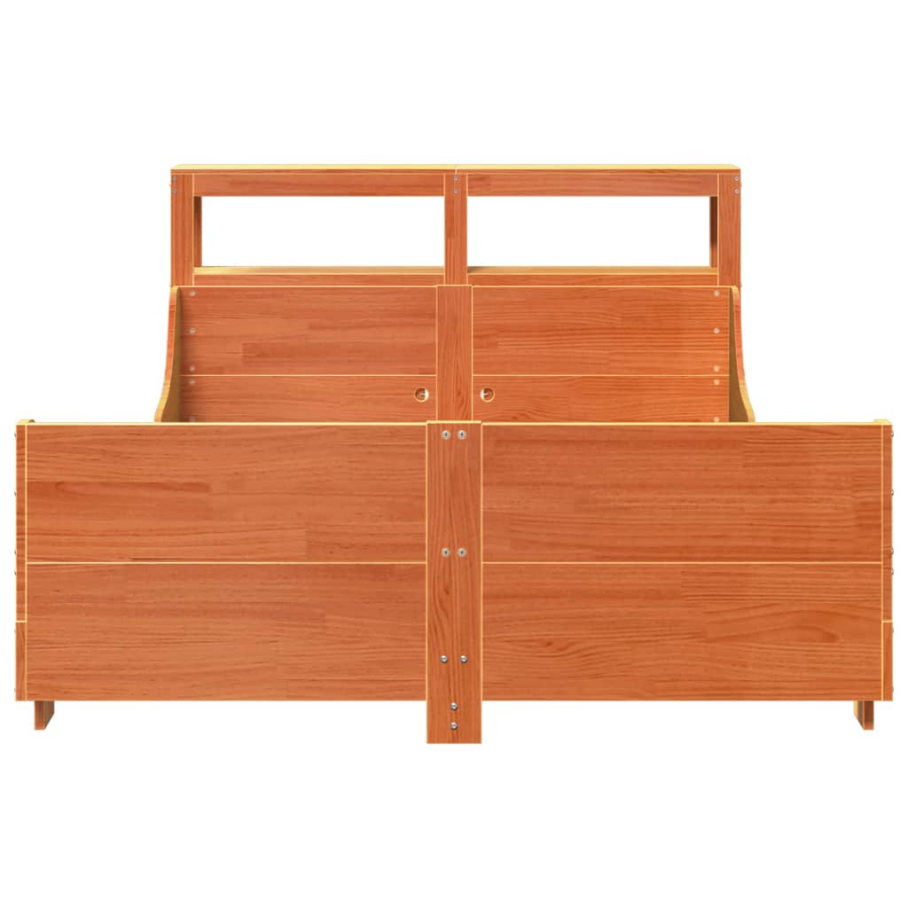 Bed Frame without Mattress Wax Brown 150x200 cm King Size Solid Wood Pine