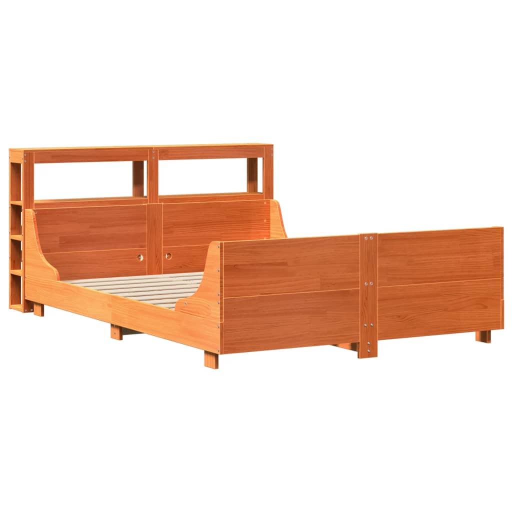Bed Frame without Mattress Wax Brown 140x190 cm Solid Wood Pine