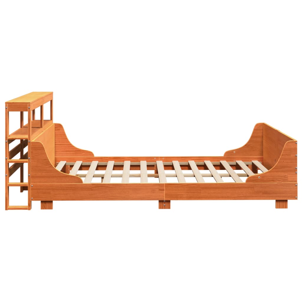 Bed Frame without Mattress Wax Brown 140x190 cm Solid Wood Pine