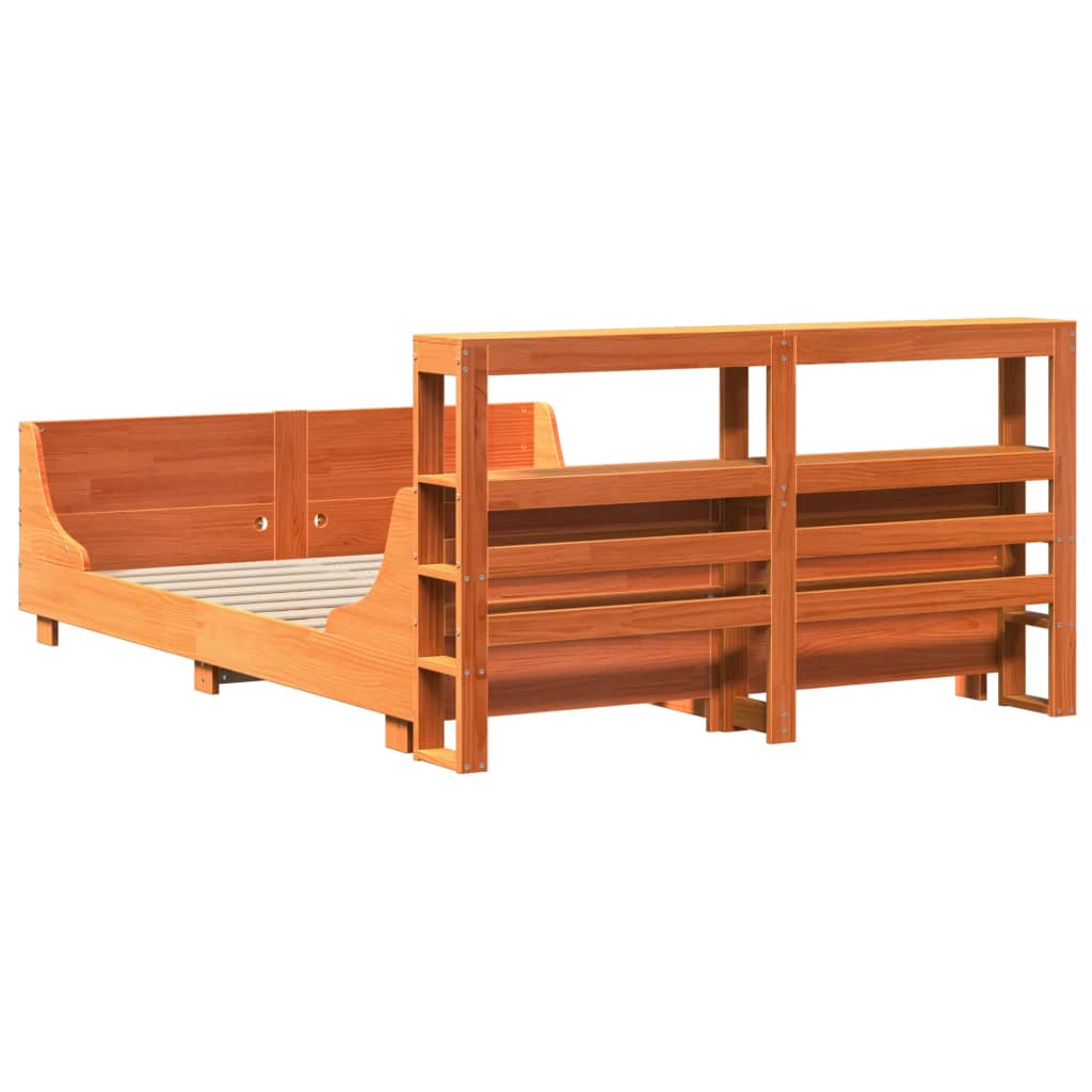 Bed Frame without Mattress Wax Brown 140x190 cm Solid Wood Pine