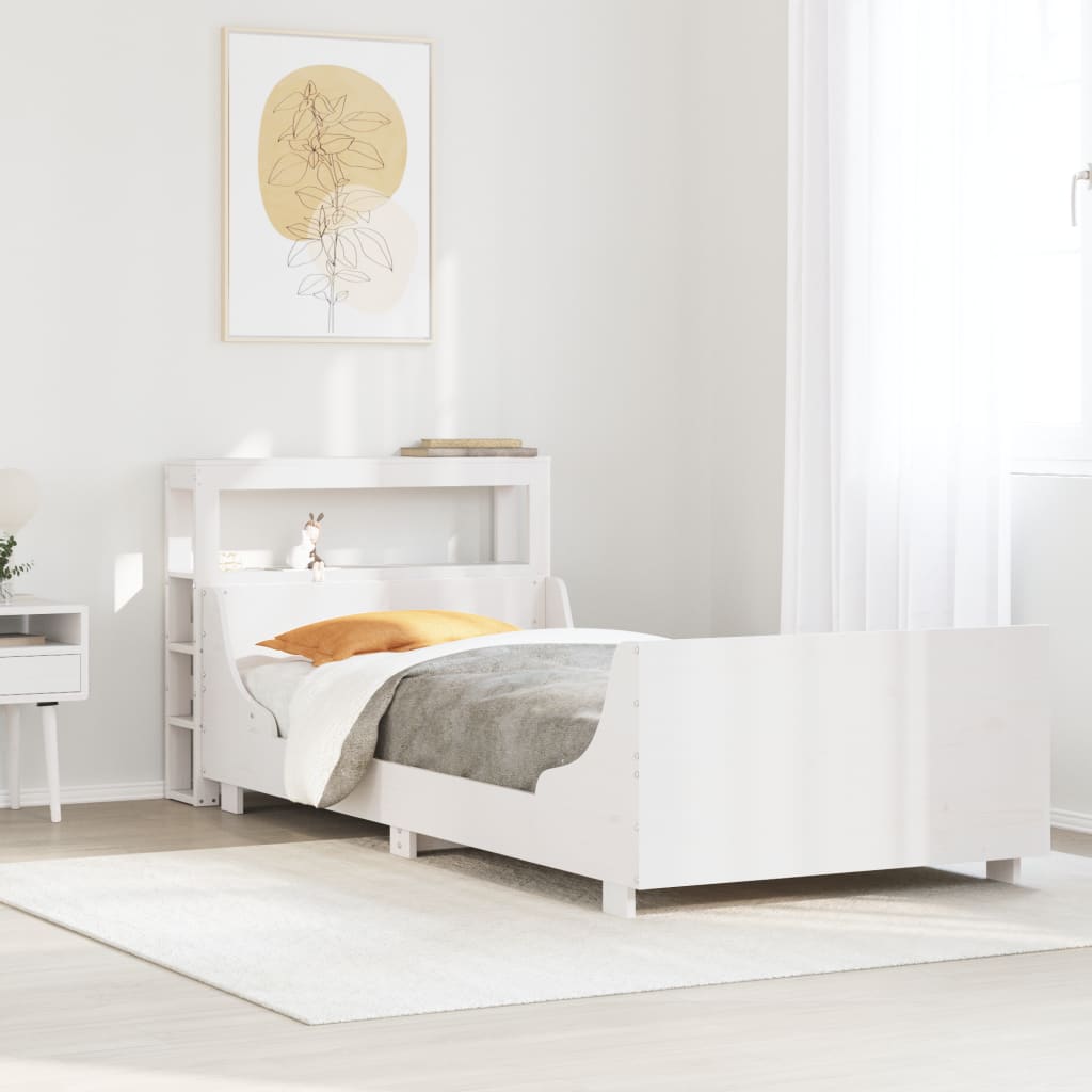 Bed Frame without Mattress White 75x190 cm Small Single Solid Wood Pine