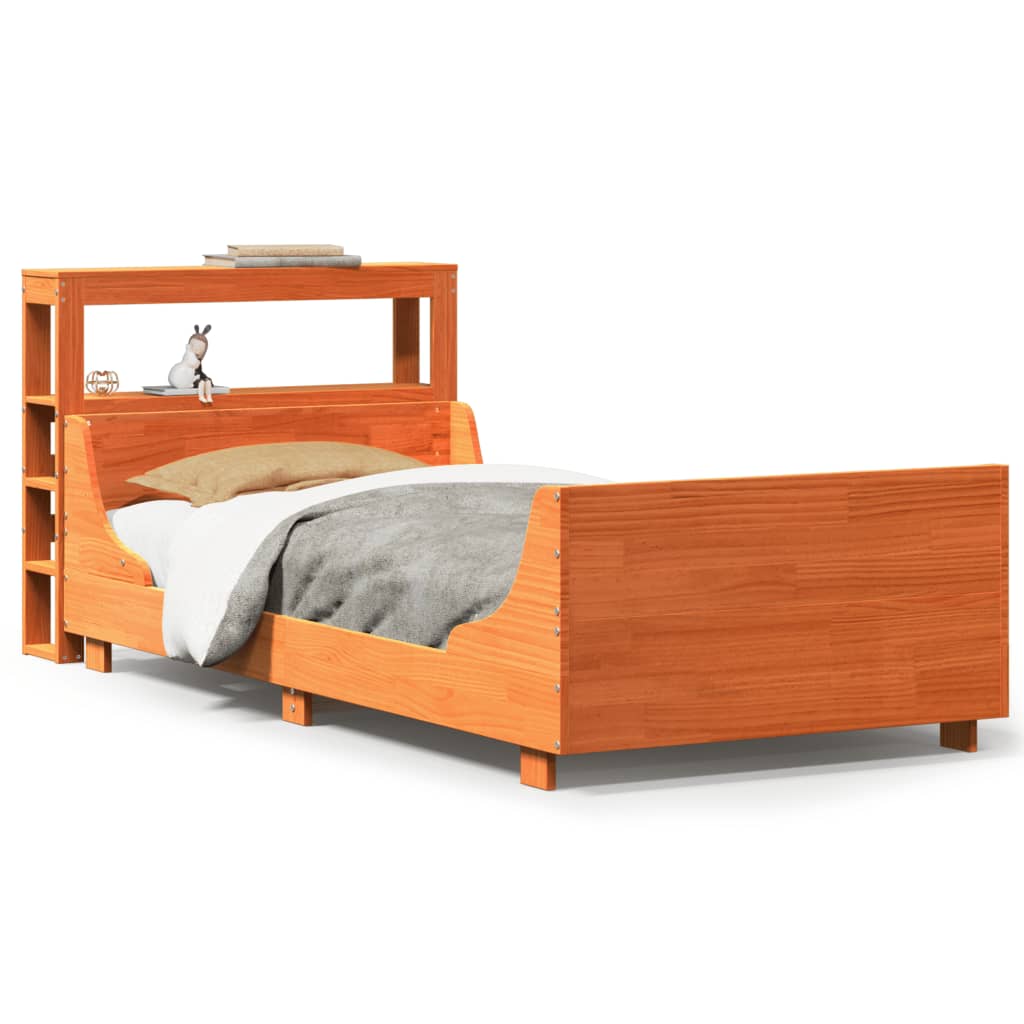 Bed Frame without Mattress Wax Brown 75x190 cm Small Single Solid Wood Pine