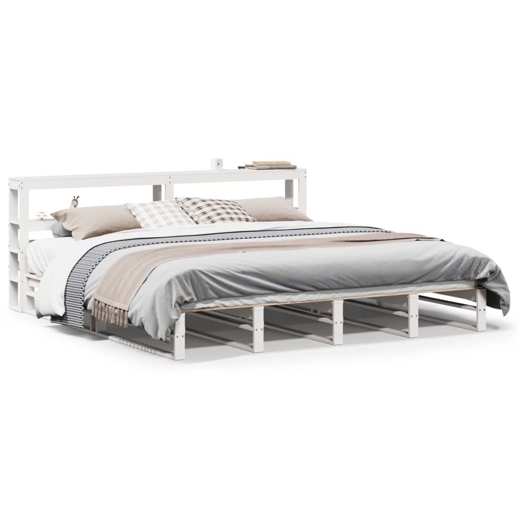 Bed Frame without Mattress White 180x200 cm Super King Solid Wood Pine