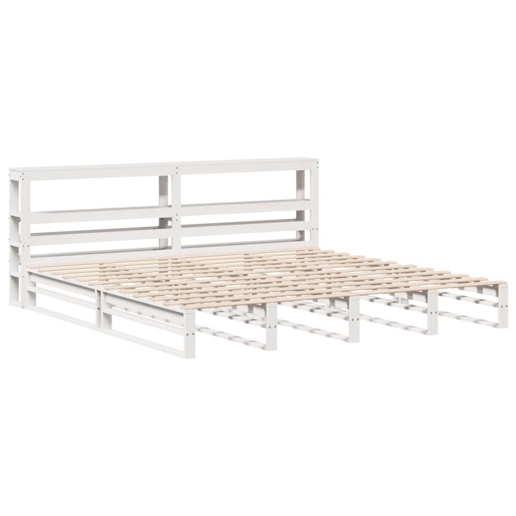 Bed Frame without Mattress White 200x200 cm Solid Wood Pine