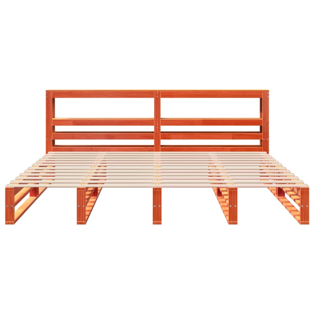 Bed Frame without Mattress Wax Brown 200x200 cm Solid Wood Pine