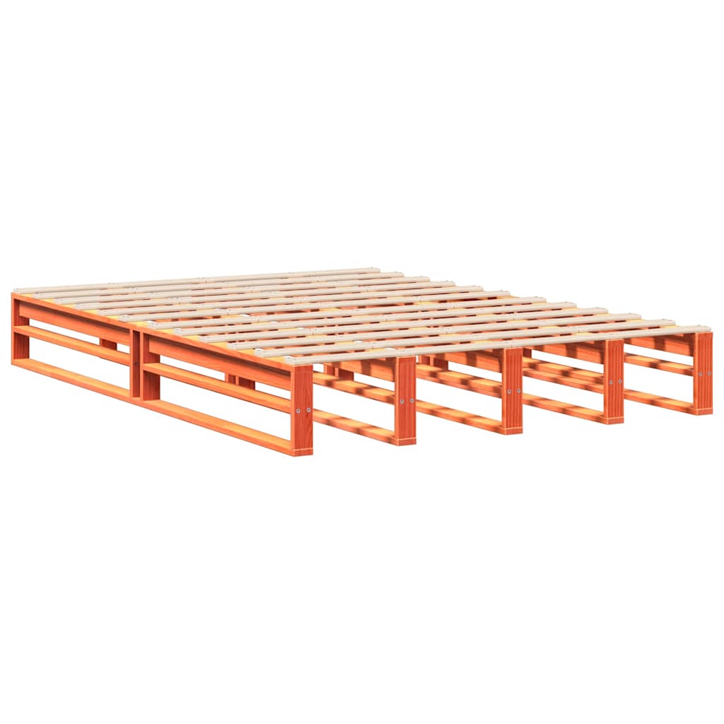 Bed Frame without Mattress Wax Brown 135x190 cm Double Solid Wood Pine