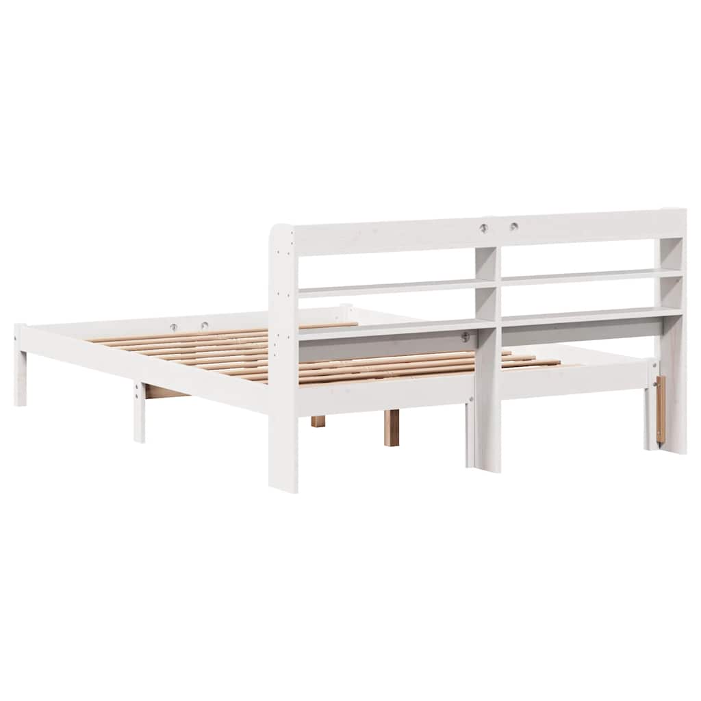 Bed Frame without Mattress White 135x190 cm Double Solid Wood Pine
