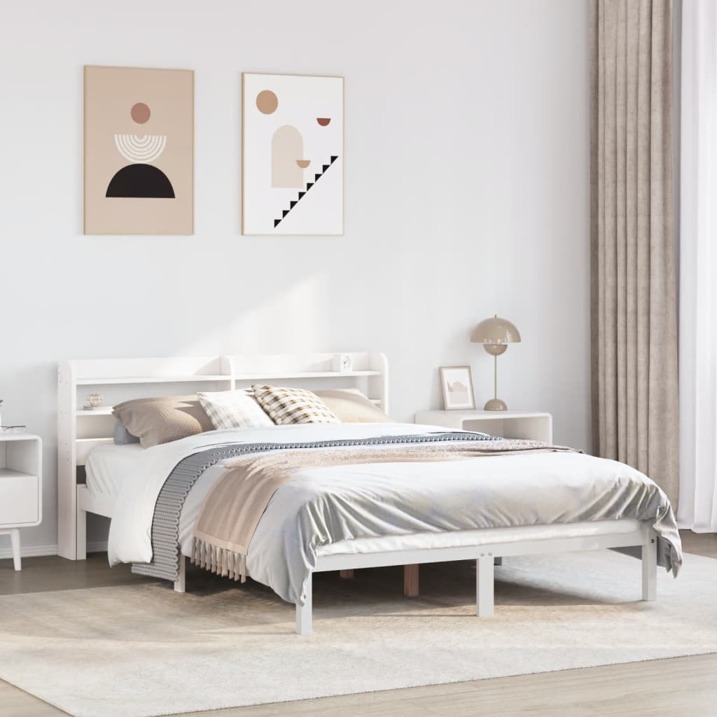Bed Frame without Mattress White 120x200 cm Solid Wood Pine