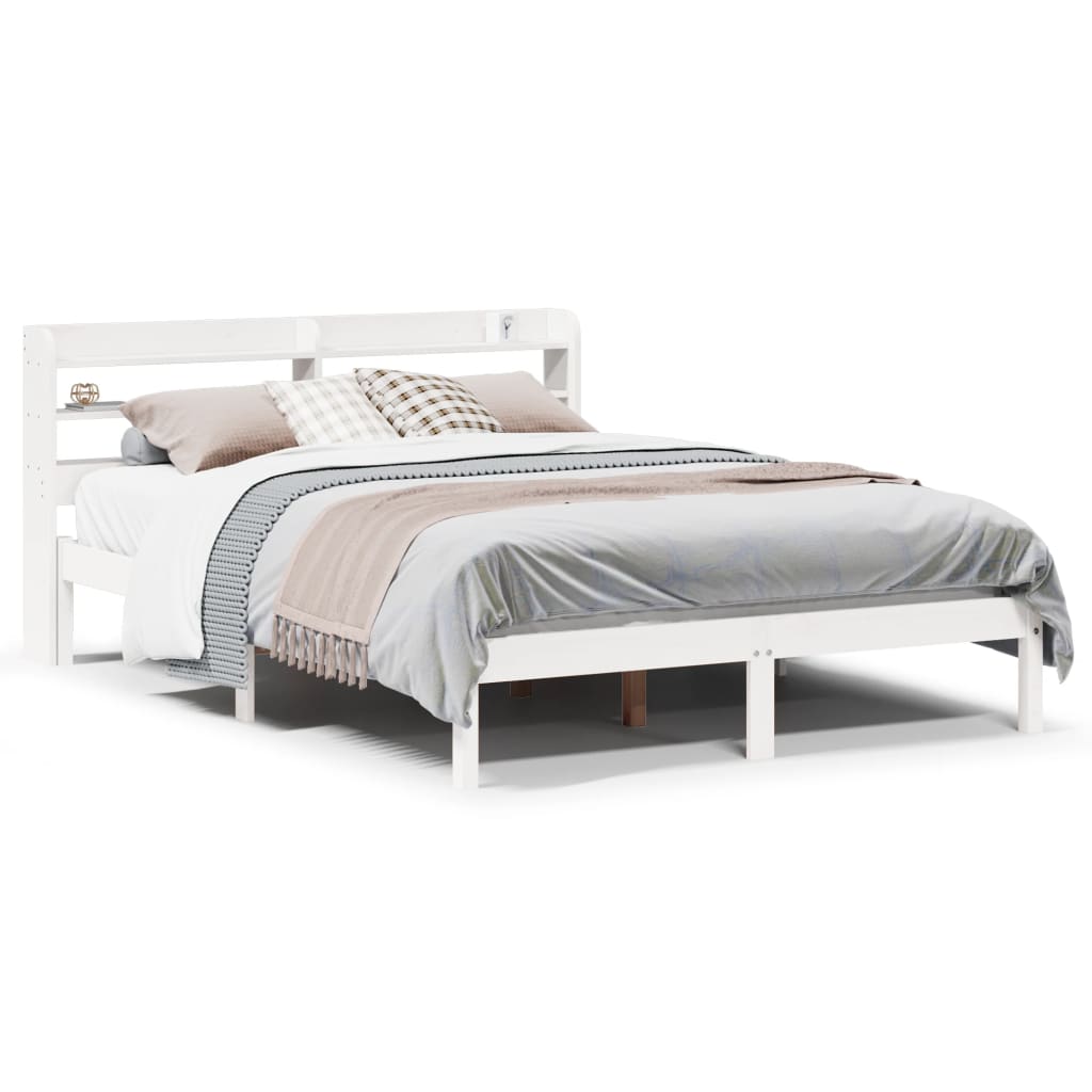 Bed Frame without Mattress White 140x200 cm Solid Wood Pine