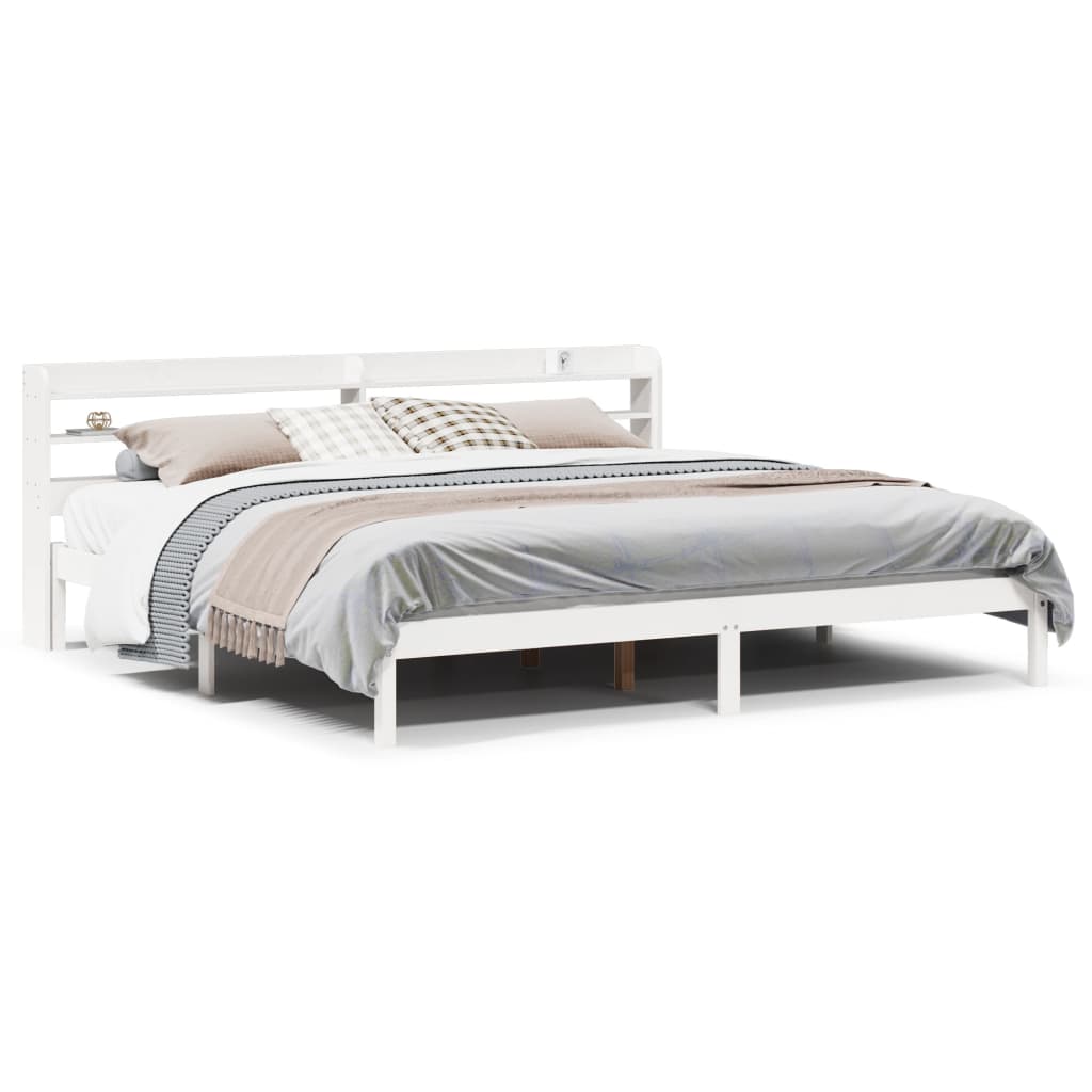 Bed Frame without Mattress White 180x200 cm Super King Solid Wood Pine