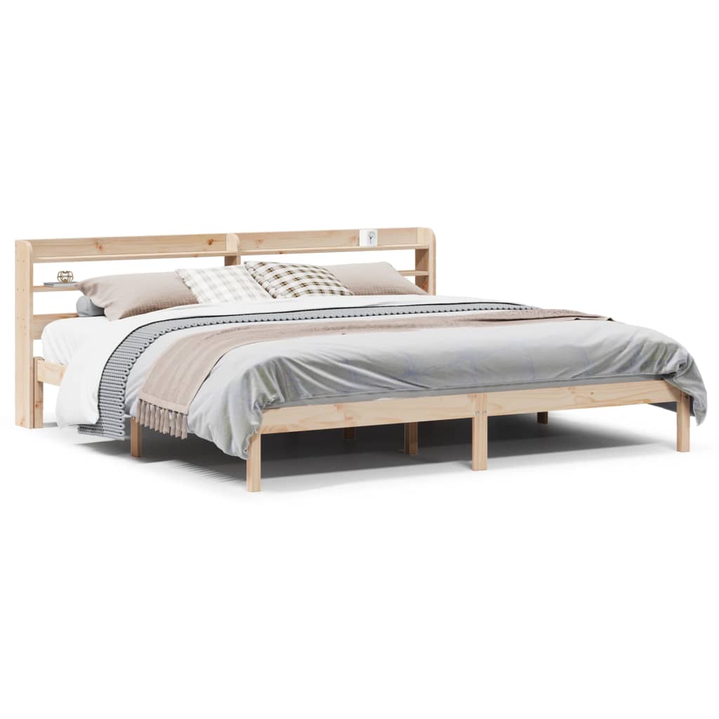Bed Frame without Mattress 200x200 cm Solid Wood Pine