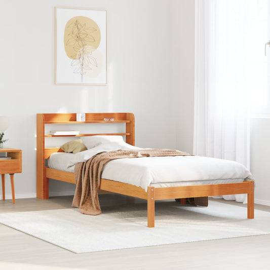 vidaXL Bed Frame with Headboard without Mattress Wax Brown 90x190 cm Single