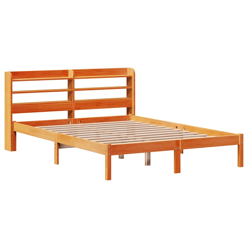 Bed Frame with Headboard without Mattress Wax Brown 135x190 cm Double