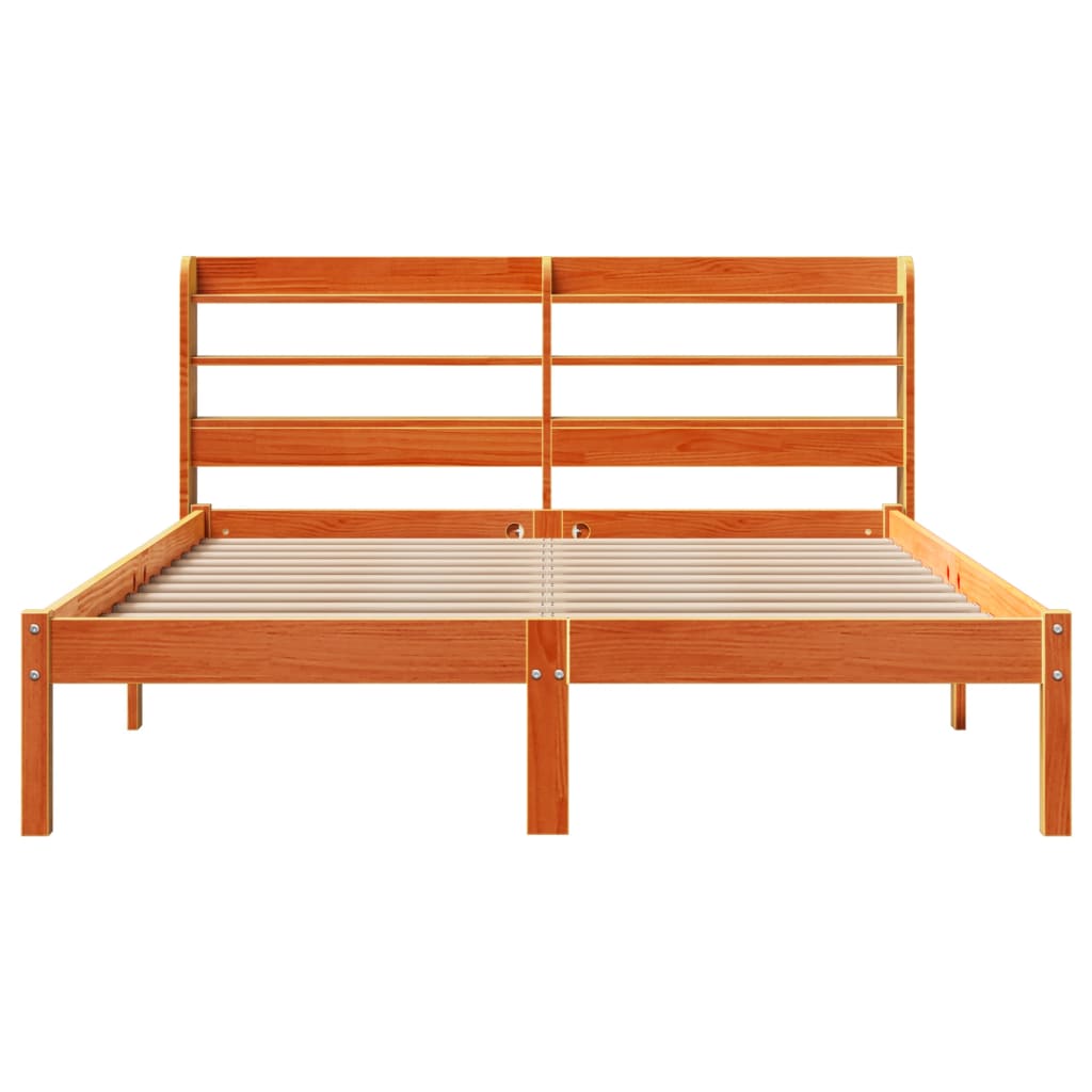 Bed Frame with Headboard without Mattress Wax Brown 135x190 cm Double