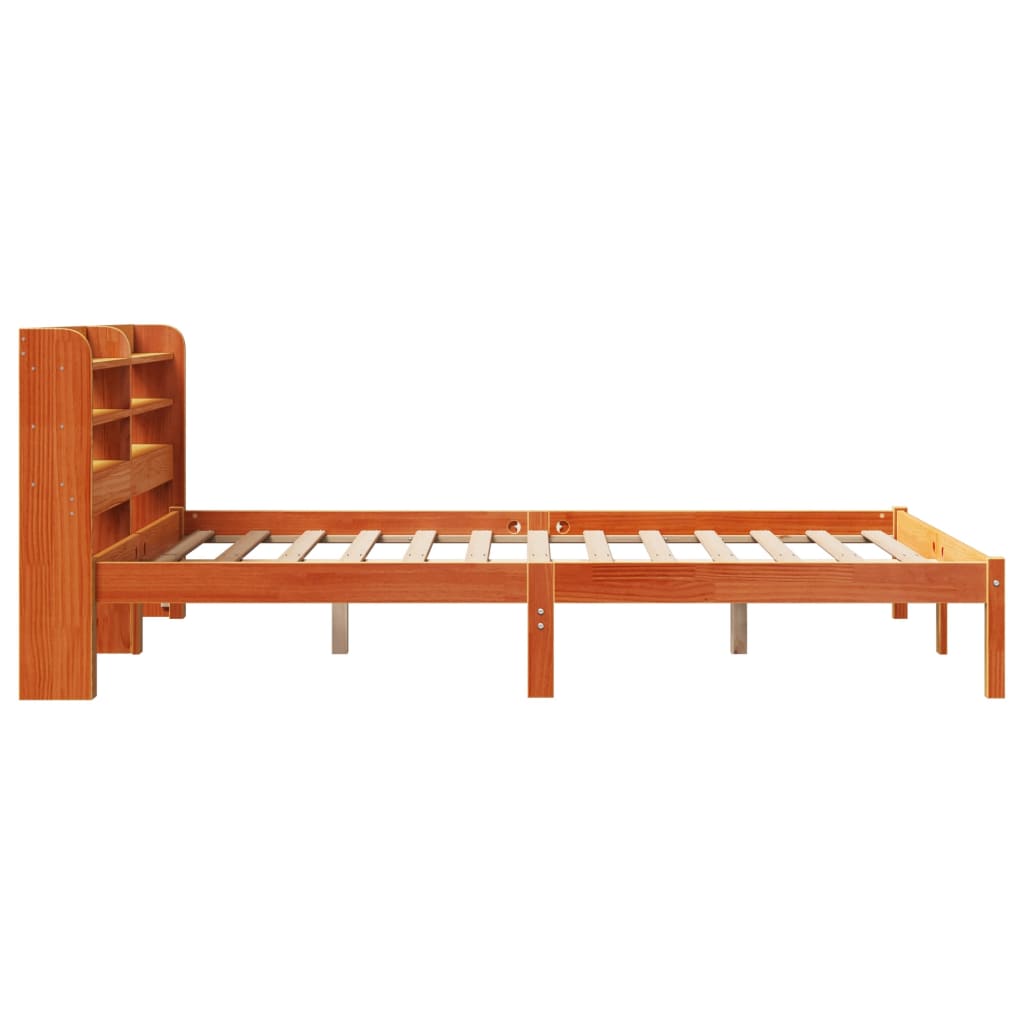 Bed Frame with Headboard without Mattress Wax Brown 135x190 cm Double
