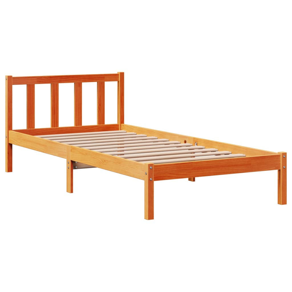 vidaXL Bed Frame with Headboard without Mattress Wax Brown 90x190 cm Single