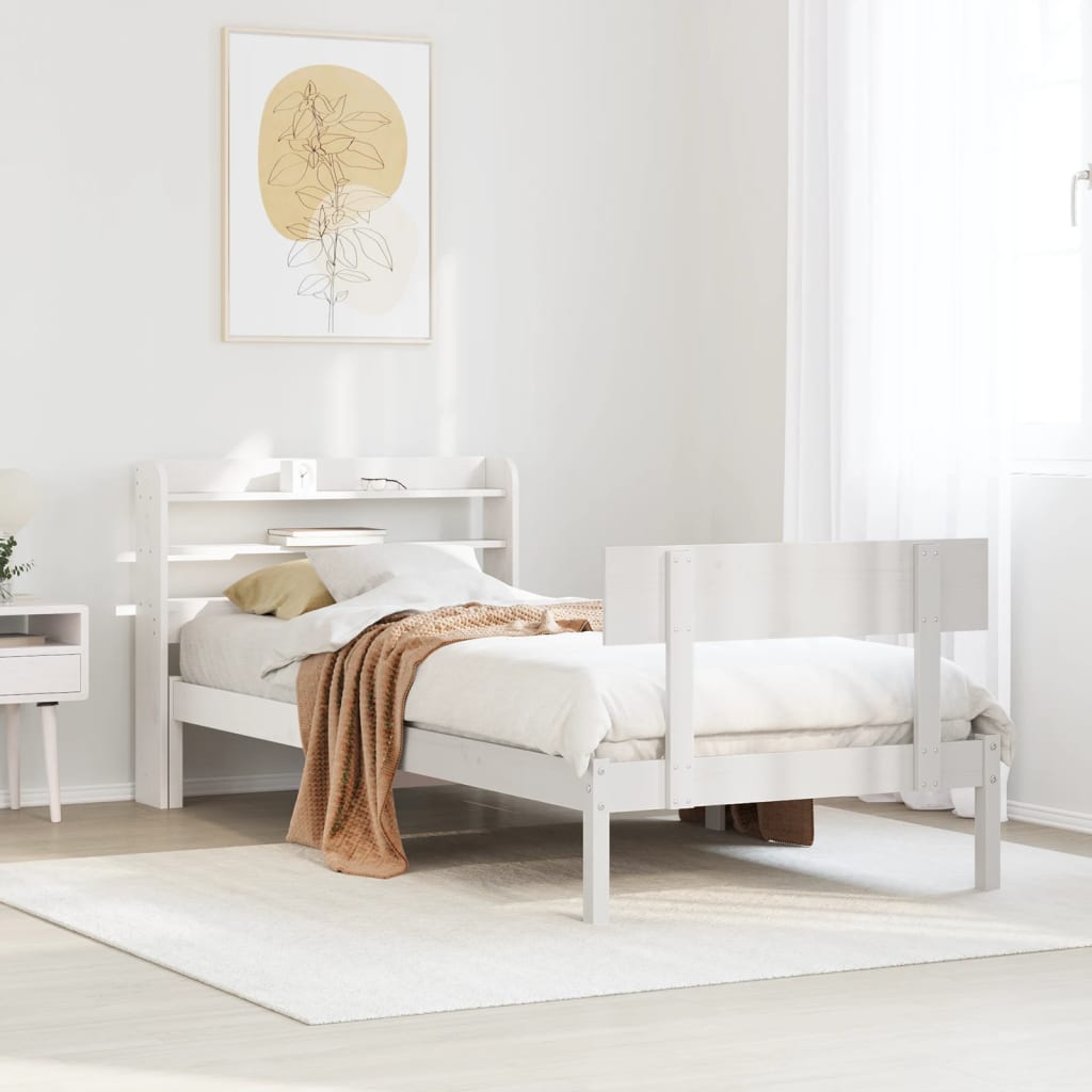 Bed Frame without Mattress White 75x190 cm Small Single Solid Wood Pine