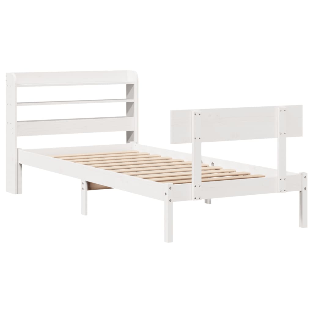 Bed Frame without Mattress White 90x190 cm Single Solid Wood Pine