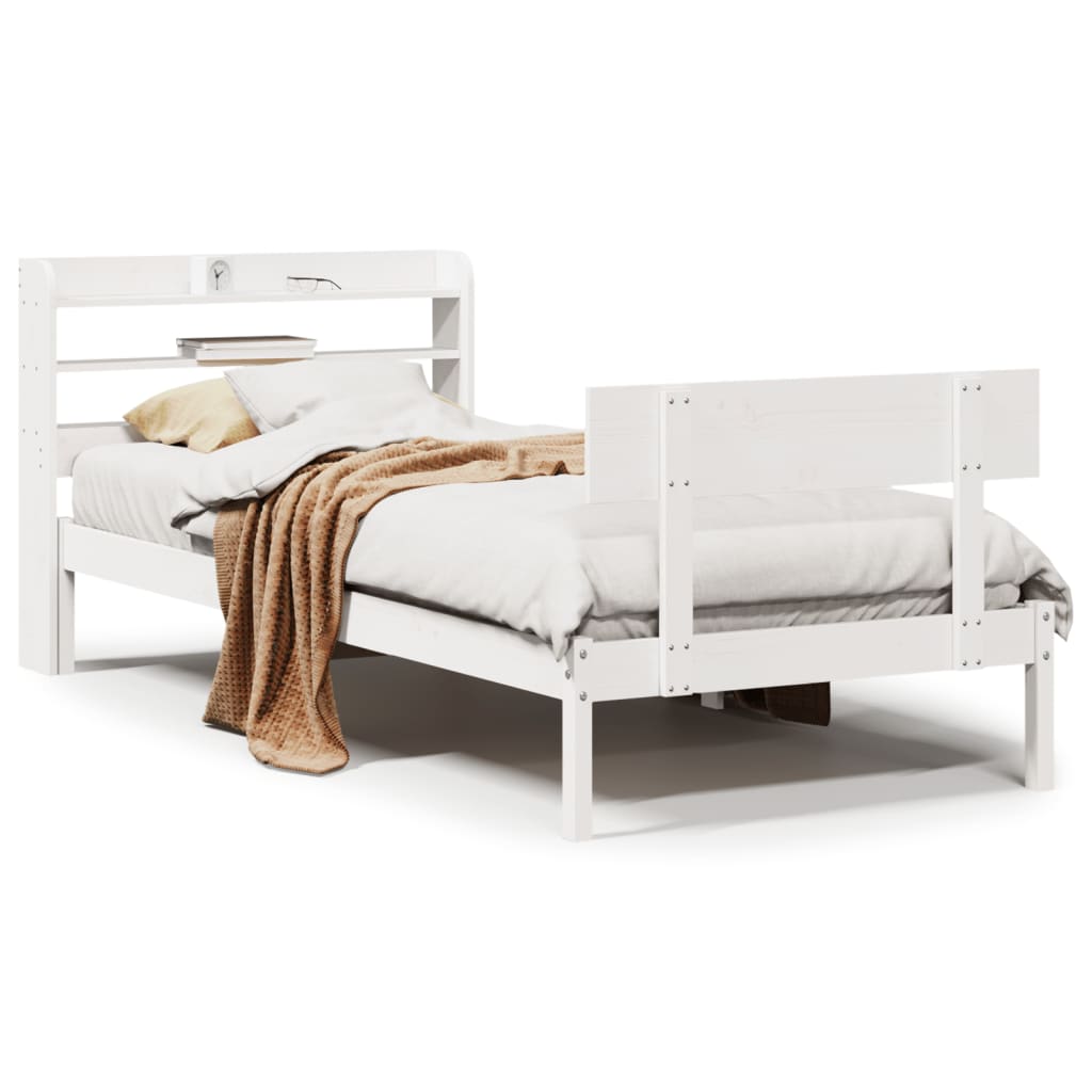 Bed Frame without Mattress White 100x200 cm Solid Wood Pine