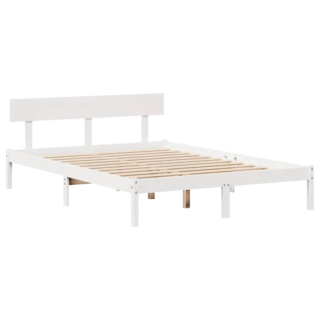 Bed Frame without Mattress White 120x200 cm Solid Wood Pine