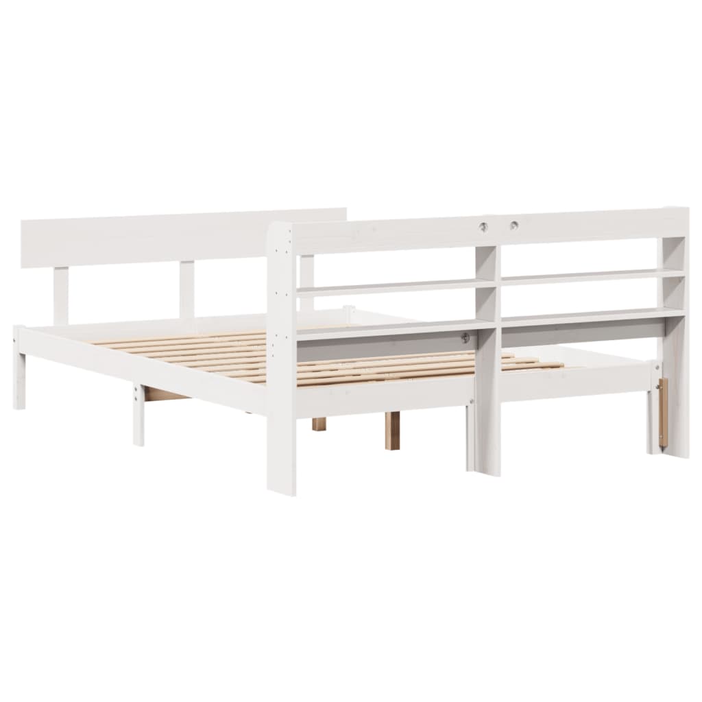 Bed Frame without Mattress White 140x200 cm Solid Wood Pine