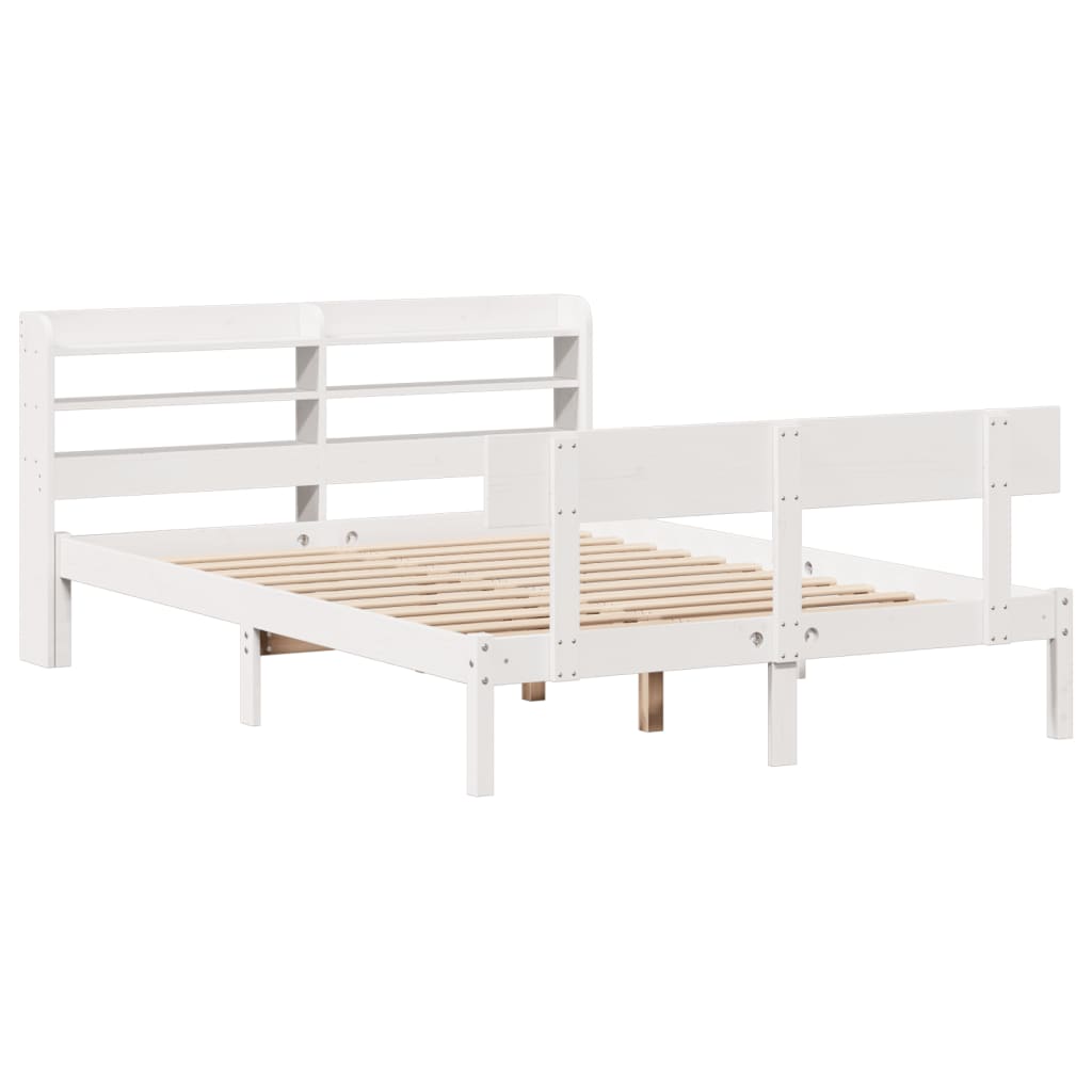 Bed Frame without Mattress White 150x200 cm King Size Solid Wood Pine