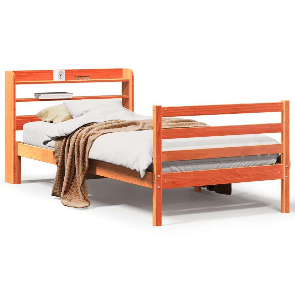 Bed Frame without Mattress Wax Brown 75x190 cm Small Single Solid Wood Pine
