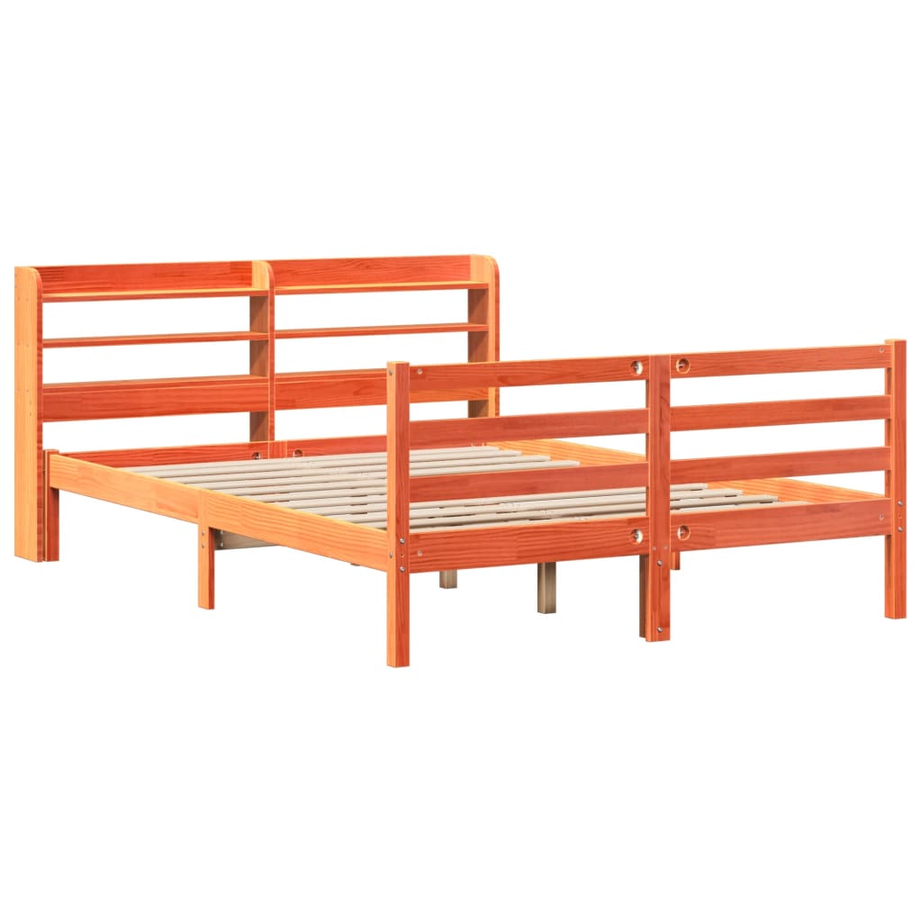 Bed Frame without Mattress Wax Brown 120x190 cm Small Double Solid Wood Pine