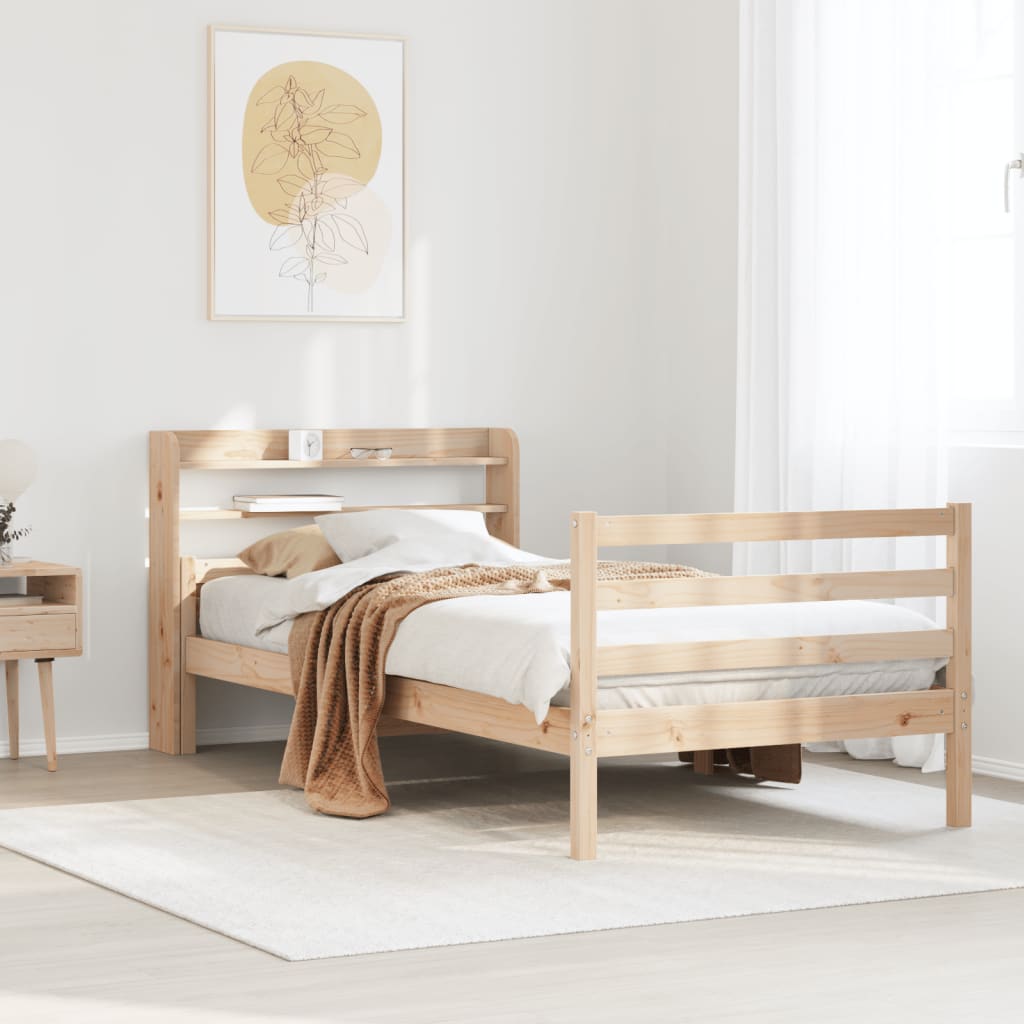 vidaXL Bed Frame with Headboard without Mattress 75x190 cm Small Single