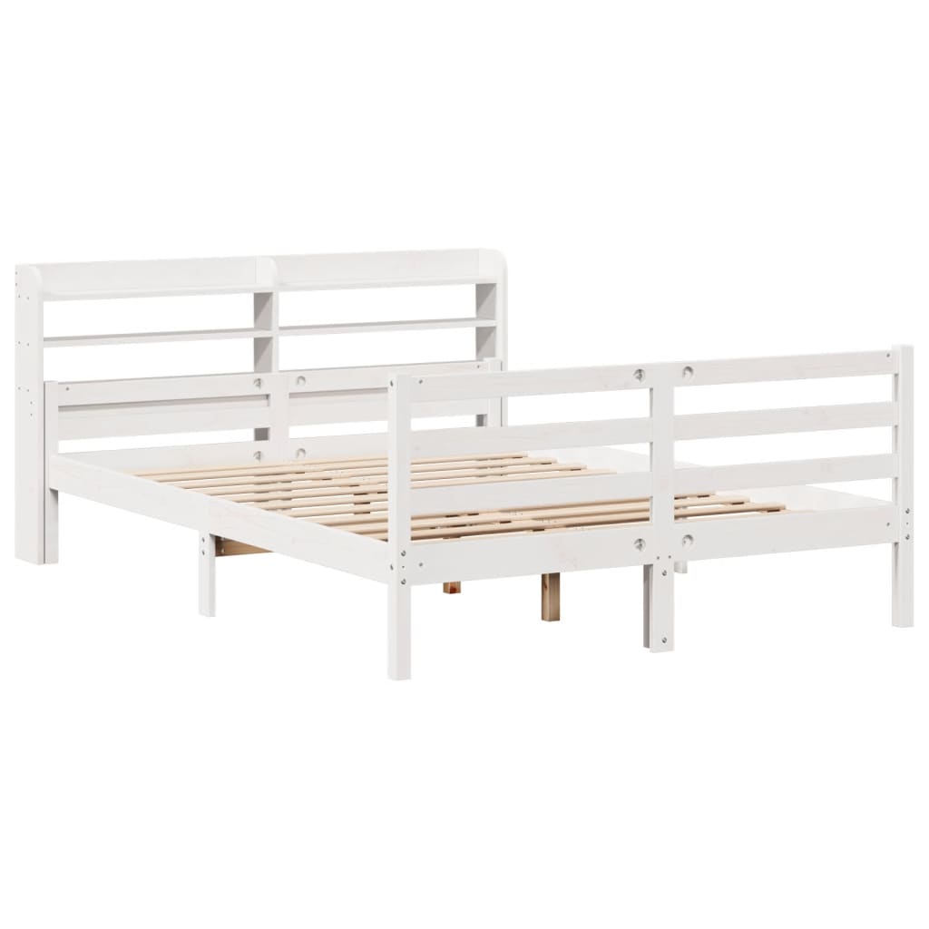 vidaXL Bed Frame with Headboard without Mattress White 135x190 cm Double