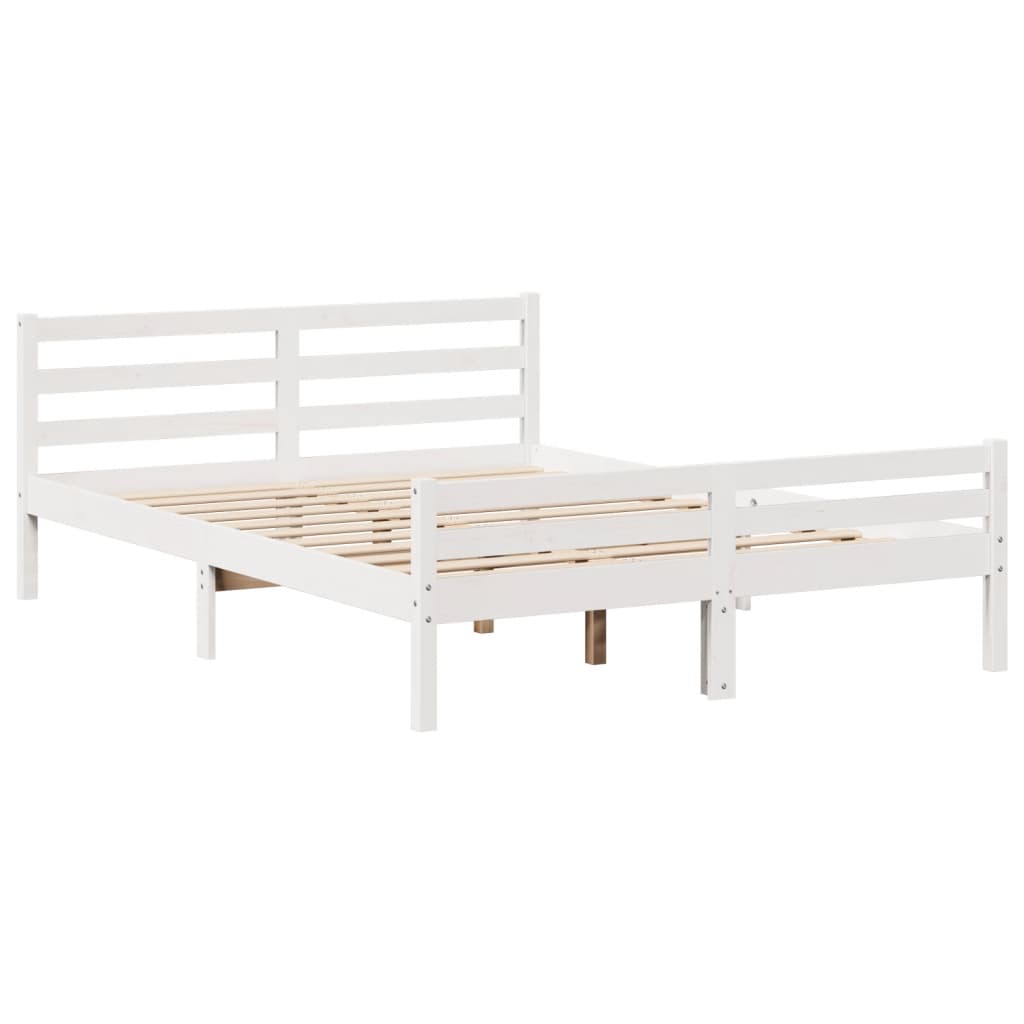 vidaXL Bed Frame with Headboard without Mattress White 135x190 cm Double