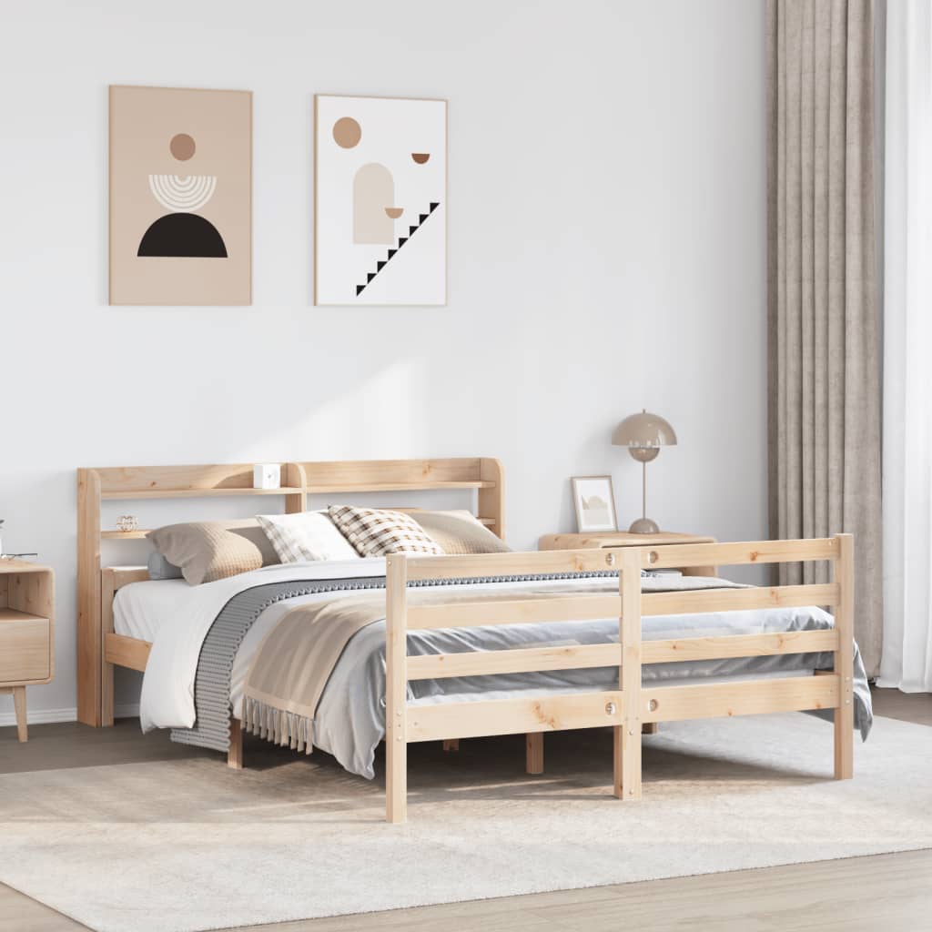 vidaXL Bed Frame with Headboard without Mattress 140x190 cm