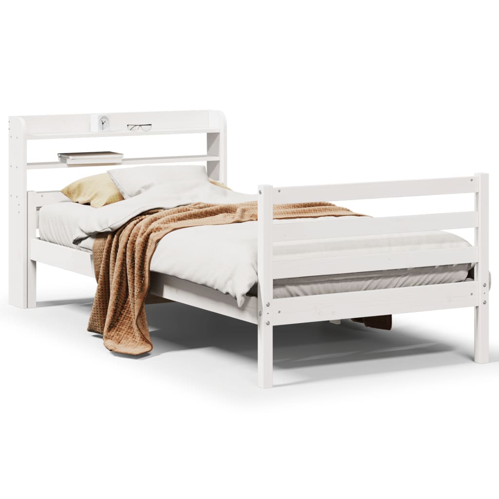 vidaXL Bed Frame with Headboard without Mattress White 100x200 cm