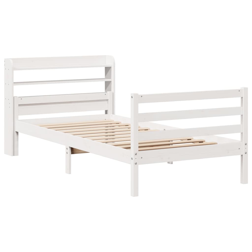 vidaXL Bed Frame with Headboard without Mattress White 100x200 cm