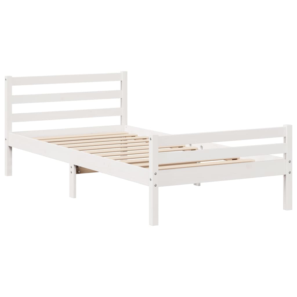 vidaXL Bed Frame with Headboard without Mattress White 100x200 cm