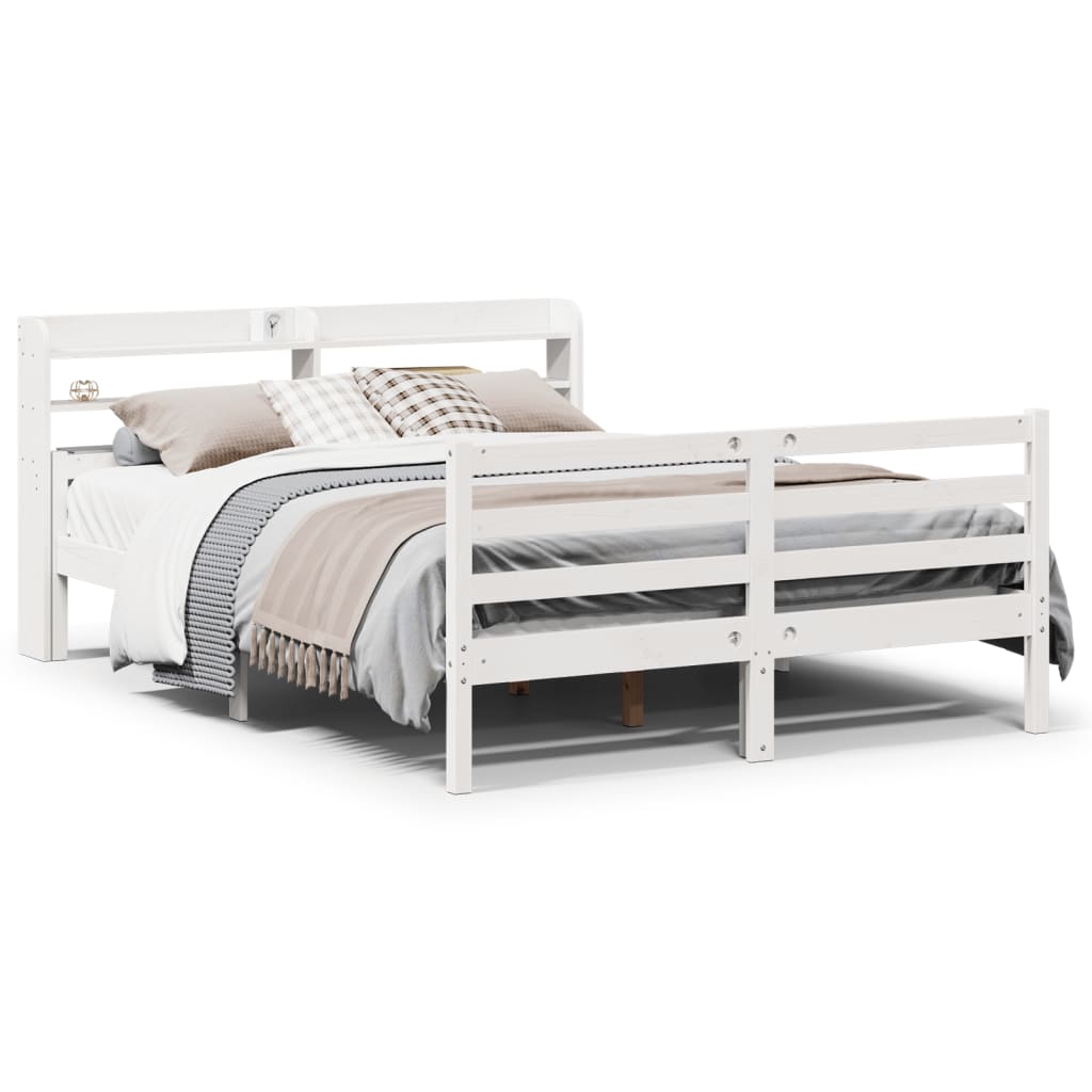 vidaXL Bed Frame with Headboard without Mattress White 140x200 cm