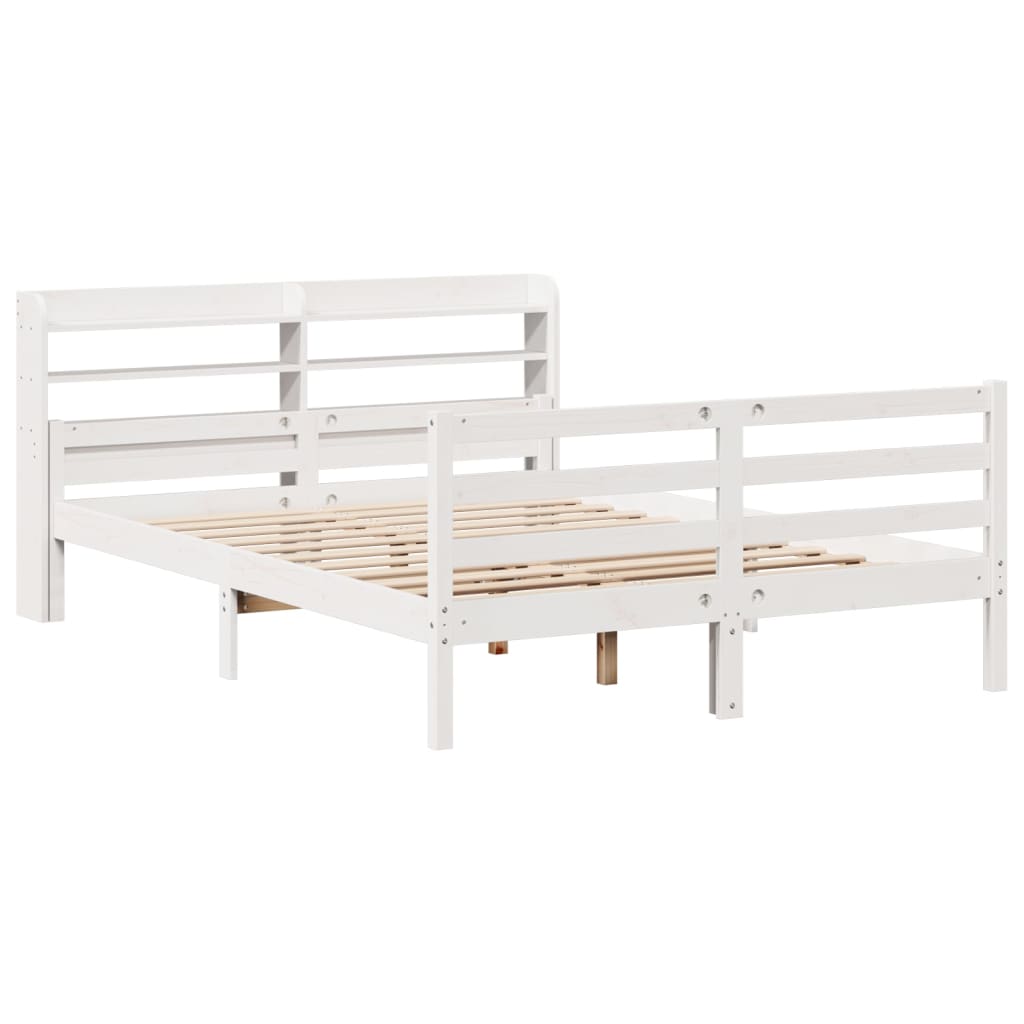 vidaXL Bed Frame with Headboard without Mattress White 140x200 cm