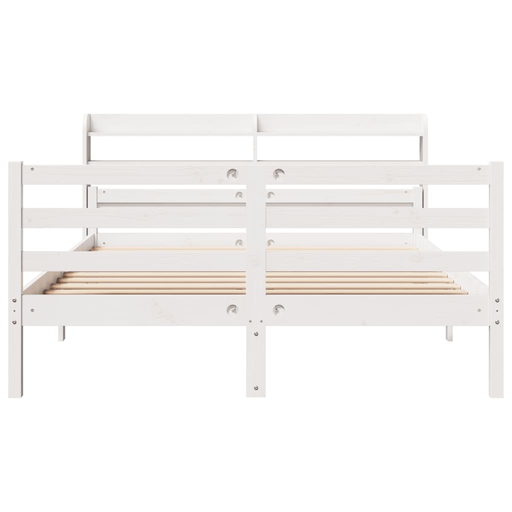 vidaXL Bed Frame with Headboard without Mattress White 140x200 cm