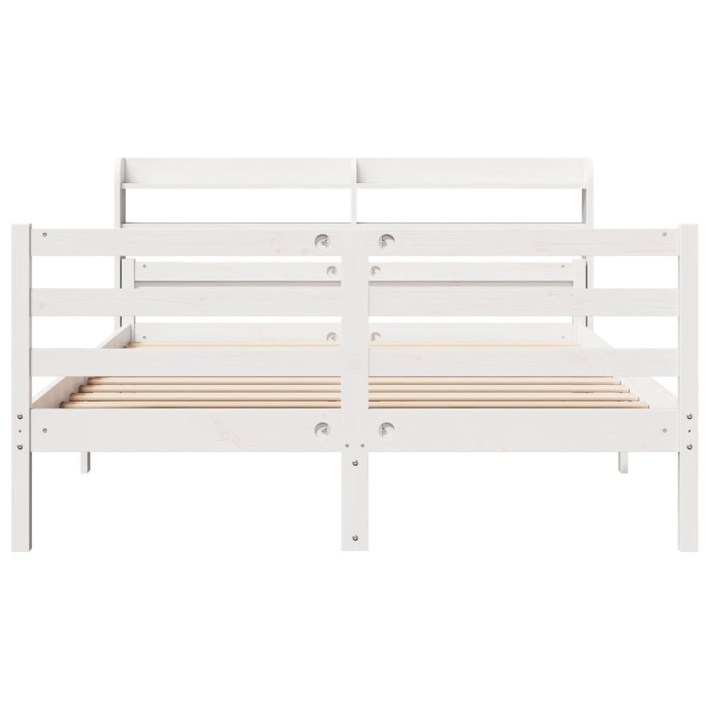 vidaXL Bed Frame with Headboard without Mattress White 150x200 cm King Size