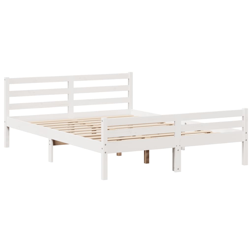 vidaXL Bed Frame with Headboard without Mattress White 150x200 cm King Size