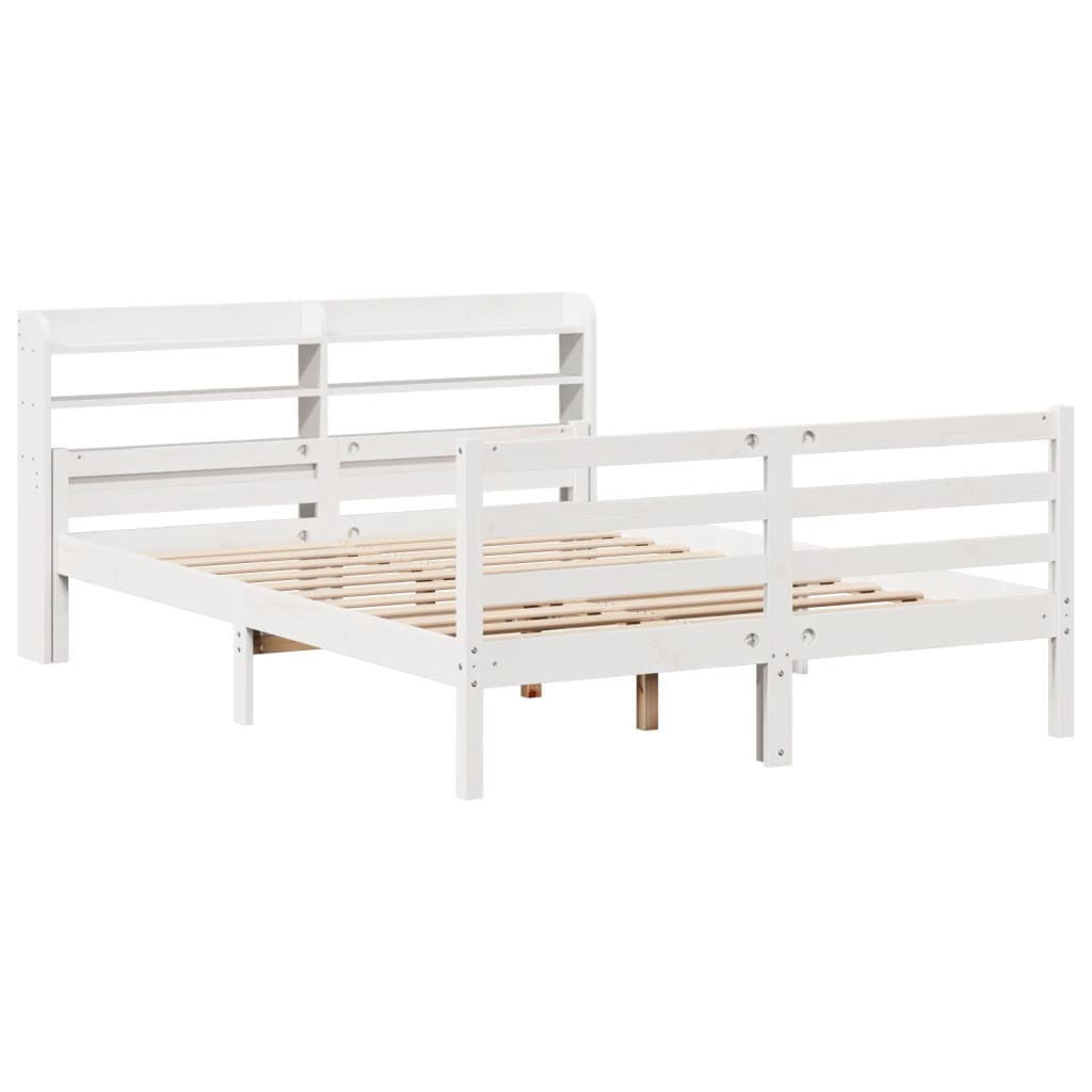 vidaXL Bed Frame with Headboard without Mattress White 160x200 cm