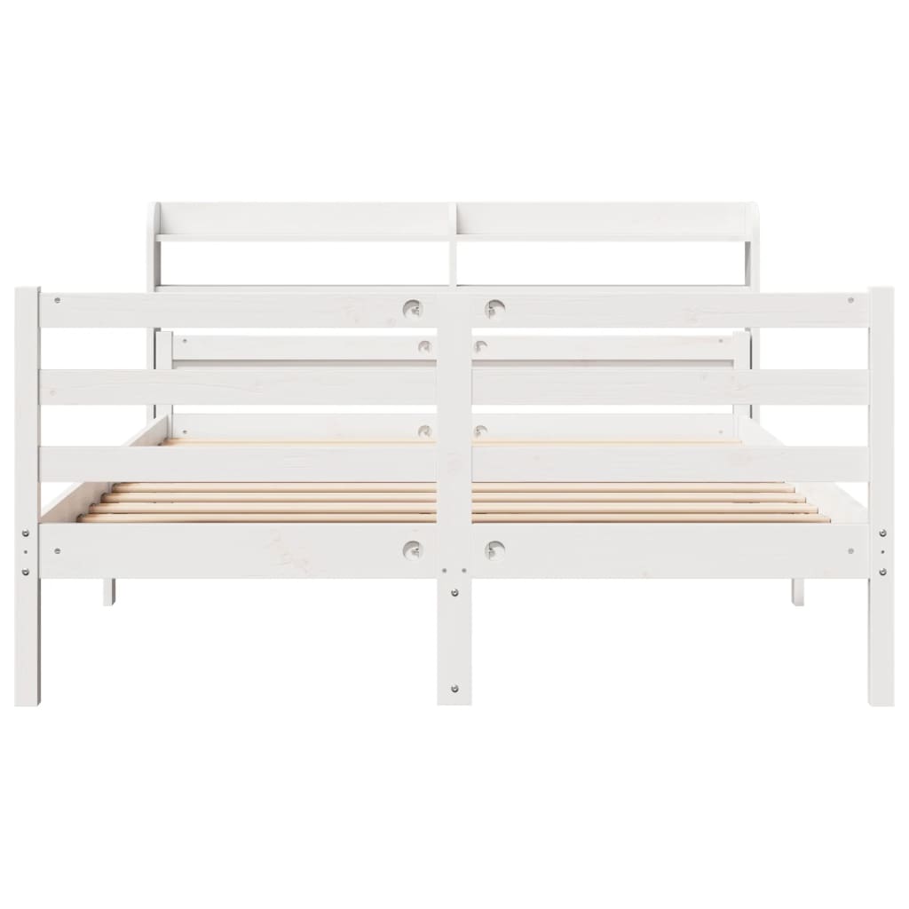 vidaXL Bed Frame with Headboard without Mattress White 160x200 cm