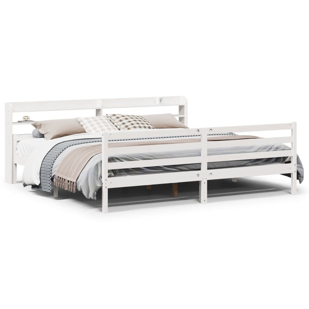 vidaXL Bed Frame with Headboard without Mattress White 200x200 cm