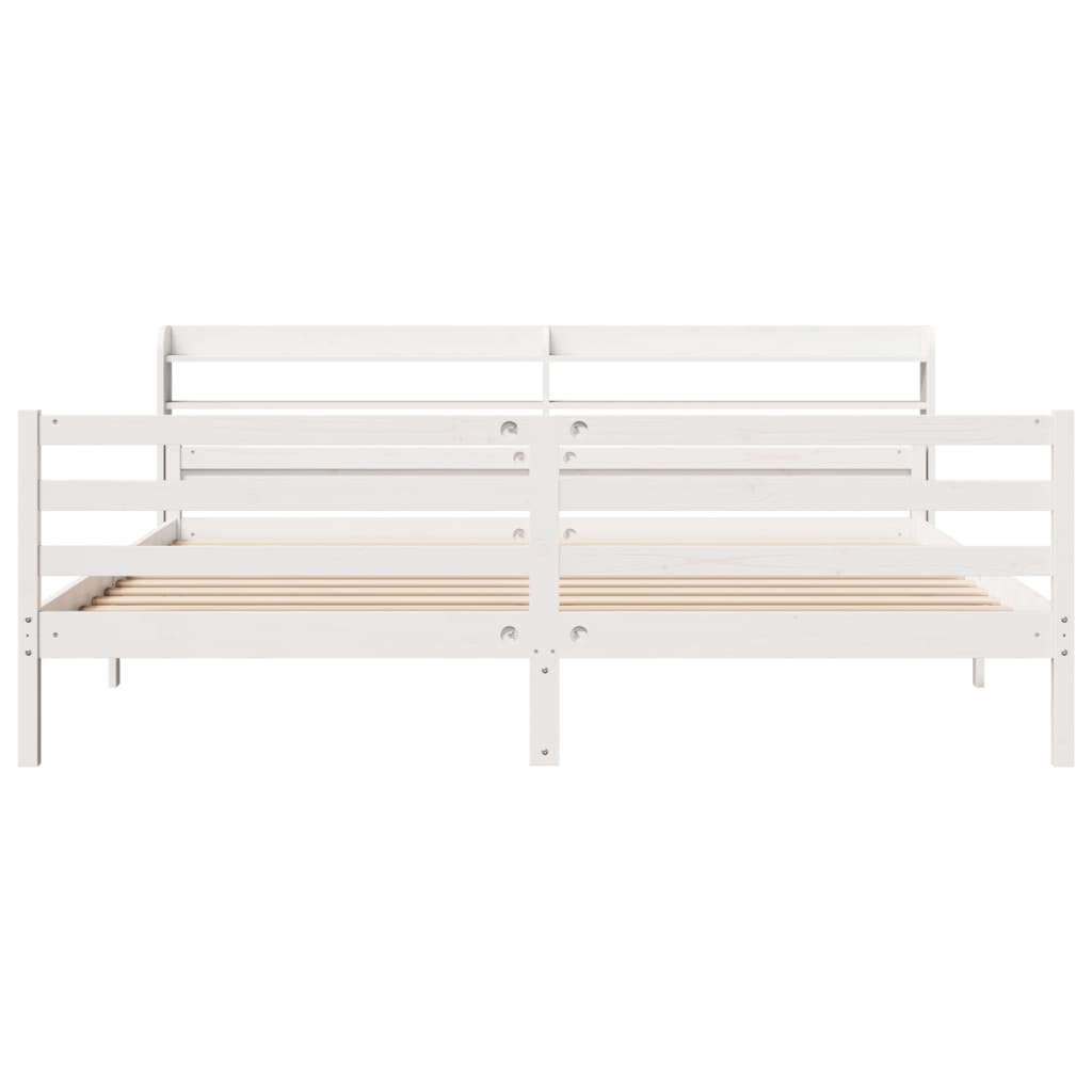 vidaXL Bed Frame with Headboard without Mattress White 200x200 cm