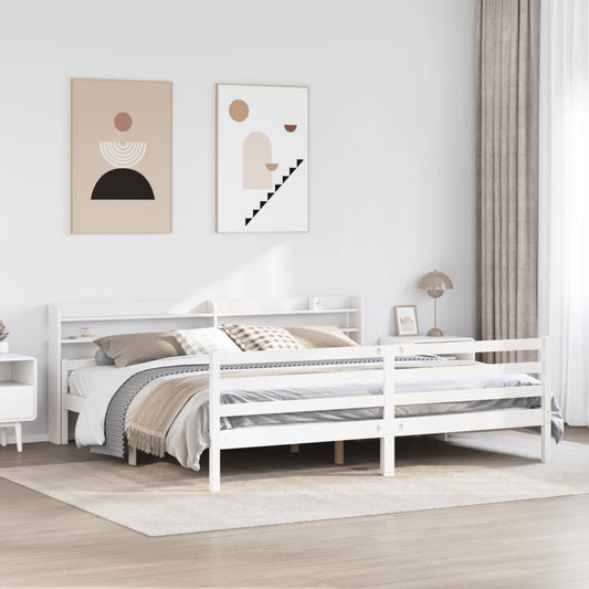 vidaXL Bed Frame with Headboard without Mattress White 200x200 cm